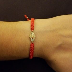 Red and gold hamsa bracelet